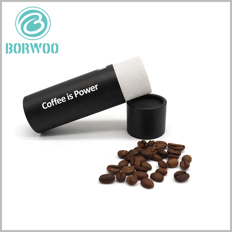 custom black cardboard tube boxes for coffee bean packaging.The inside of the paper tube packaging uses silver foil as the inner liner, which improves the anti-oxidation function of the cardboard packaging.