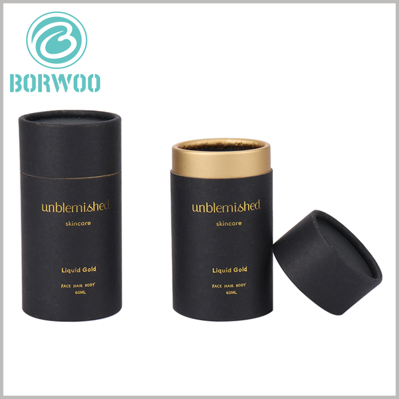 custom black cardboard tube packaging boxes for 60 ml skincare