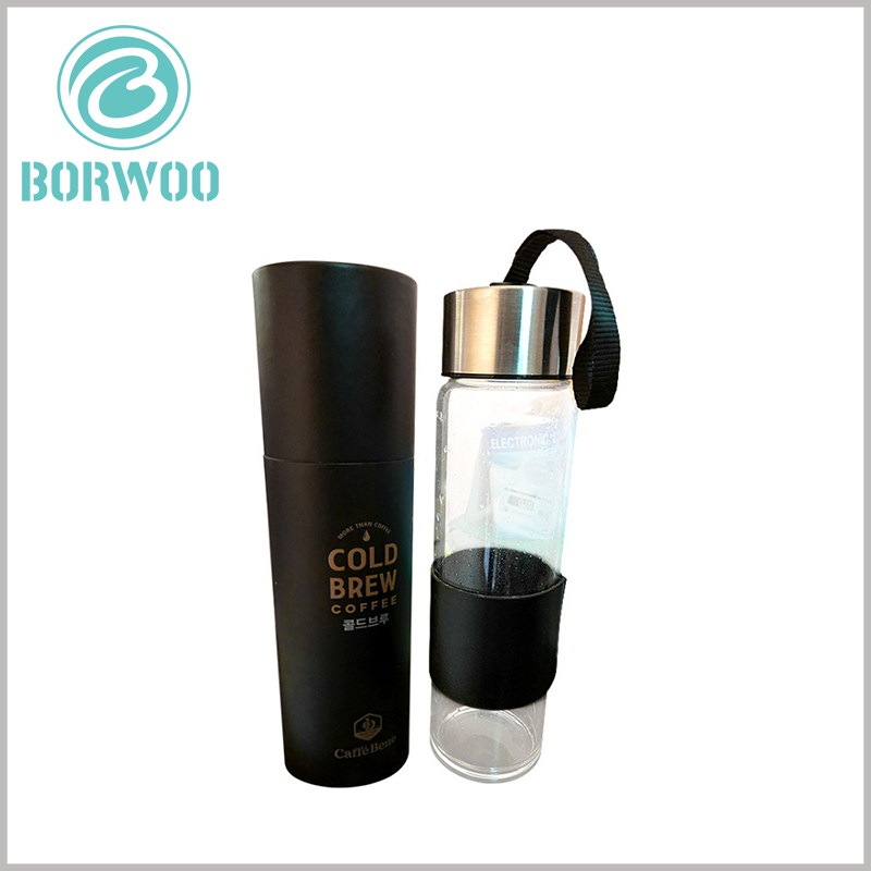 custom black cardboard tubes cup packaging boxes with logo.Tube packaging protects fragile glass bottles