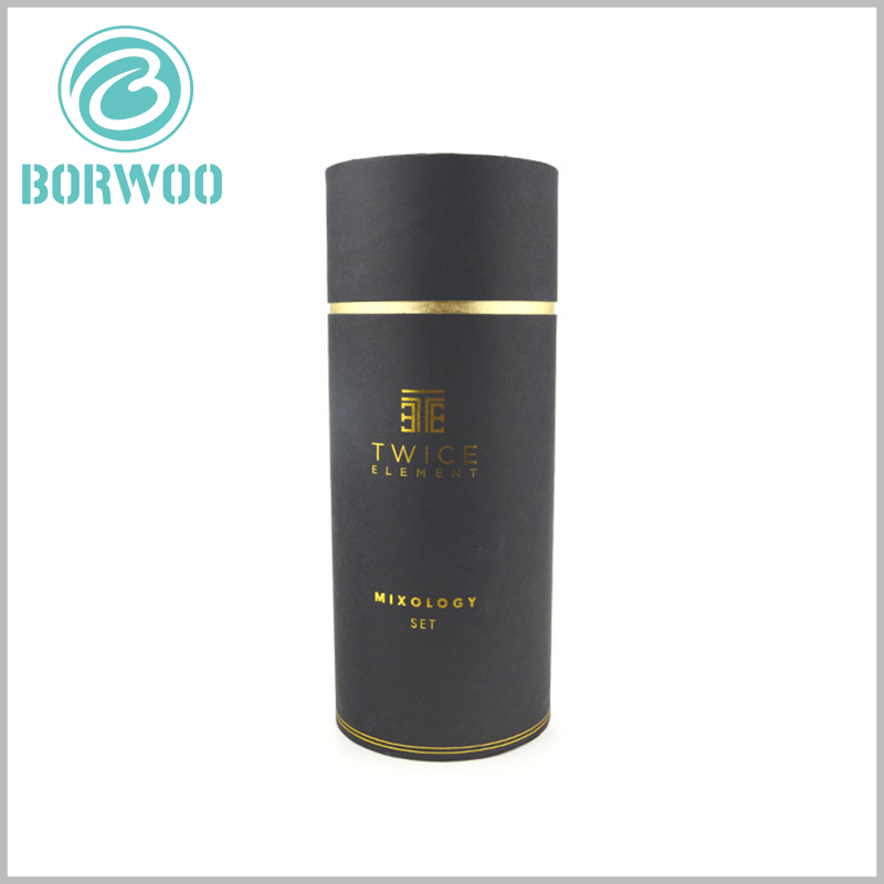 custom black cardboard tubes packaging for wine boxes.Made of 350g black cardboard, 300g golden cardboard and 128g single black paper