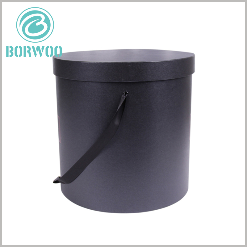custom black large cardboard round boxes with lids.Hand-held ribbons make it easier and more portable to carry large packages