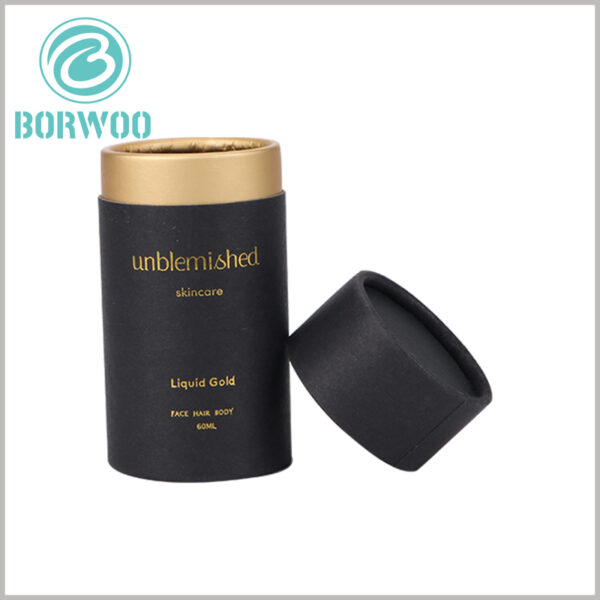 custom black paper tube packaging boxes for 60 ml skincare