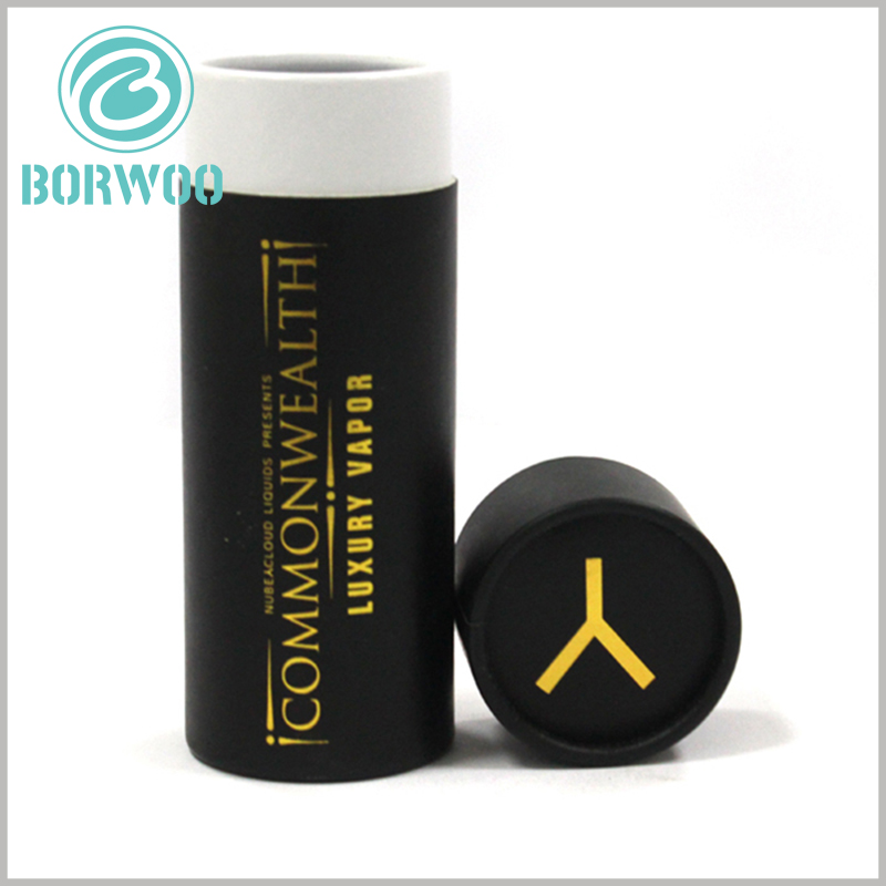 custom black paper tube packaging boxes with logo.Custom luxury tube packaging boxes with bronzing logo for essential oil