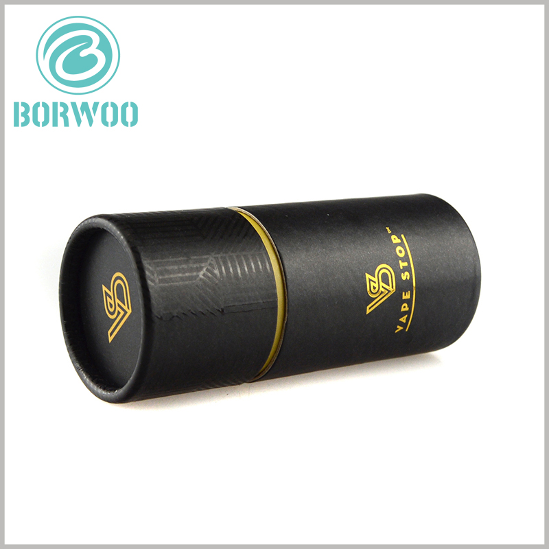 custom black paper tube packaging with bronzing logo.Custom packaging with bronzing logo for vape wholesale