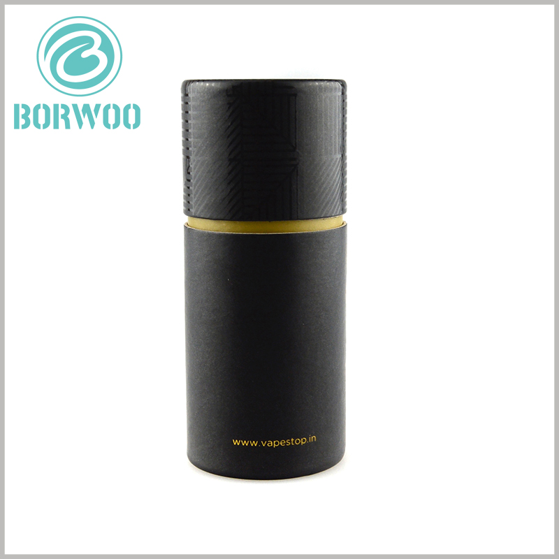 custom black paper tube packaging with bronzing printed.High-end electronic cigarette packaging with URL