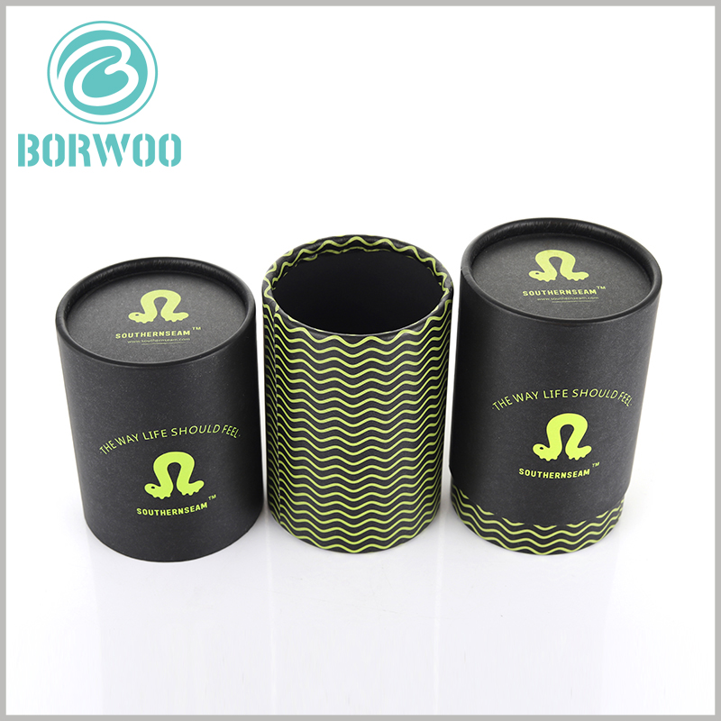 custom black paper tube packaging with curl. Both the inner tube and the outer tube of the customized packaging have printed patterns to ensure the beautiful appearance of the paper tube packaging from the inside to the outside.