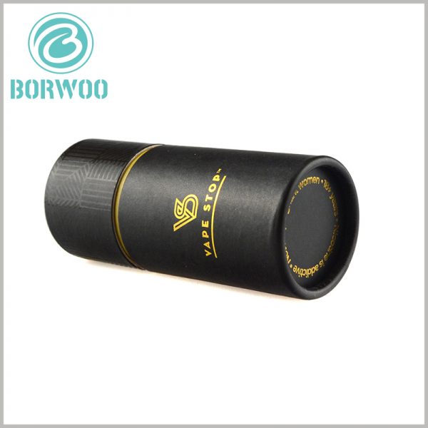 custom black paper tube packaging with printed.High-end electronic product packaging with hot stamping logo