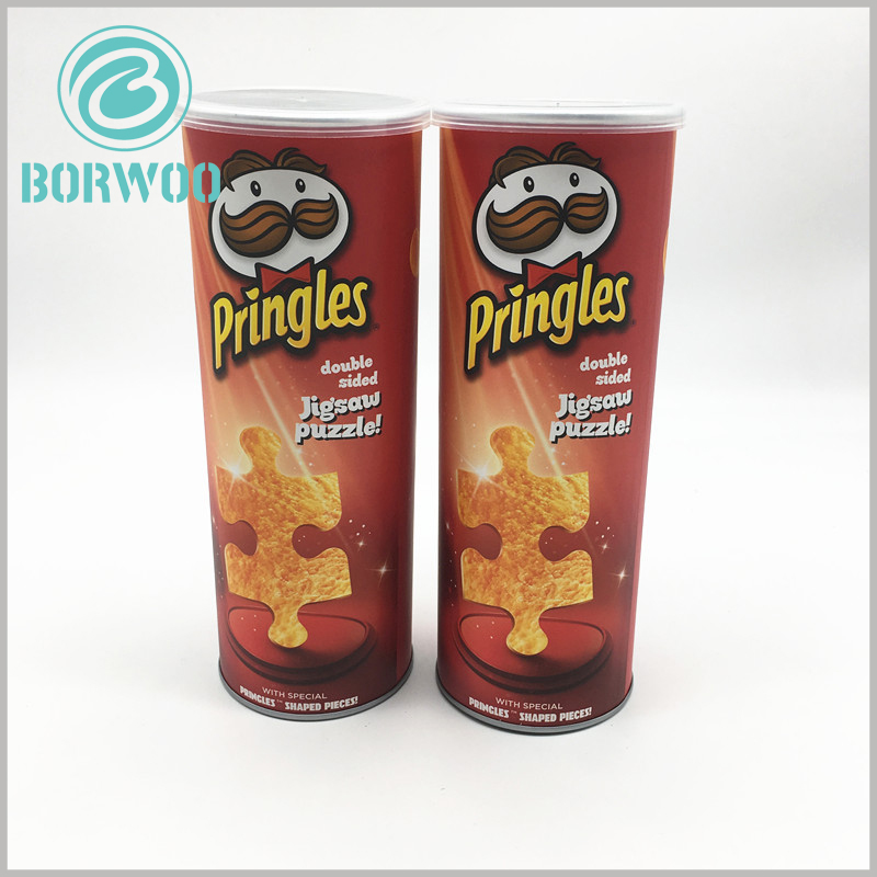 custom cardboard food tube packaging for potato chips.Packaging directly with potato chips as the main element of packaging design