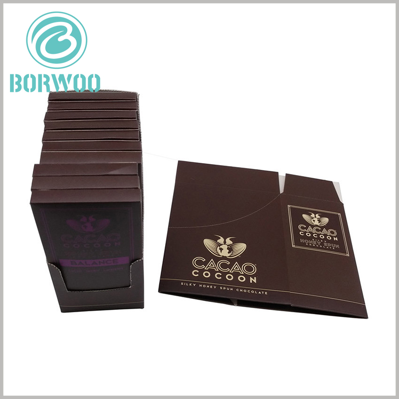 custom cheap chocolate bar packaging boxes wholesale.The factory provides biodegradable and environmentally friendly packaging, and the packaging materials and production process also strictly abide by the food safety regulations.