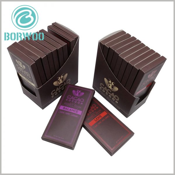 custom chocolate bar packaging boxes design.Taking brown as the theme color of customized packaging is closely related to the characteristics of chocolate products.