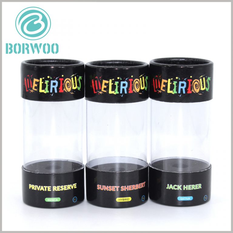 Clear plastic tube packaging boxes with paper lids Tube boxes