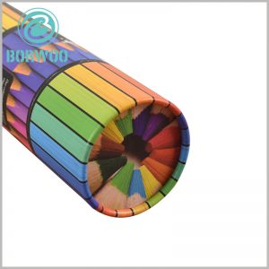 custom creative paper tube for colored pencil packaging. The top design of the paper tube cover is unique, and the 3D stereo vision will leave a deep impression on customers.