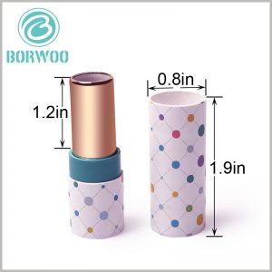custom cute empty paper lipstick tubes suppliers.The dimensions of the empty paper tube are: 1.9 inches in height and 0.8 inches in diameter.