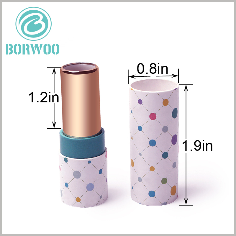 custom cute empty paper lipstick tubes suppliers.The dimensions of the empty paper tube are: 1.9 inches in height and 0.8 inches in diameter.