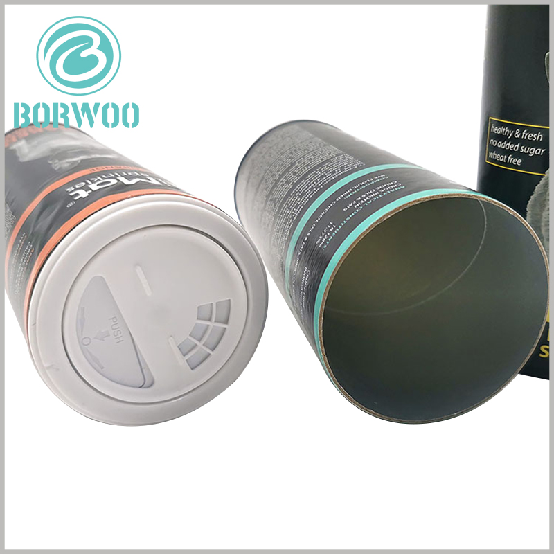 custom cylinder tubes for pet food packaging.The thickness of the customized paper tube packaging is more than 1.2mm, which improves the firmness and durability of pet food packaging.