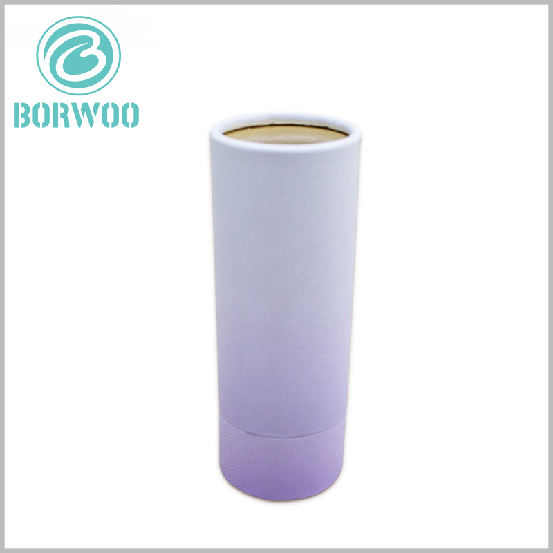custom cylindrical cardboard tubes packaging for cosmetics boxes.Elegant lavender as a packaging theme, attractive