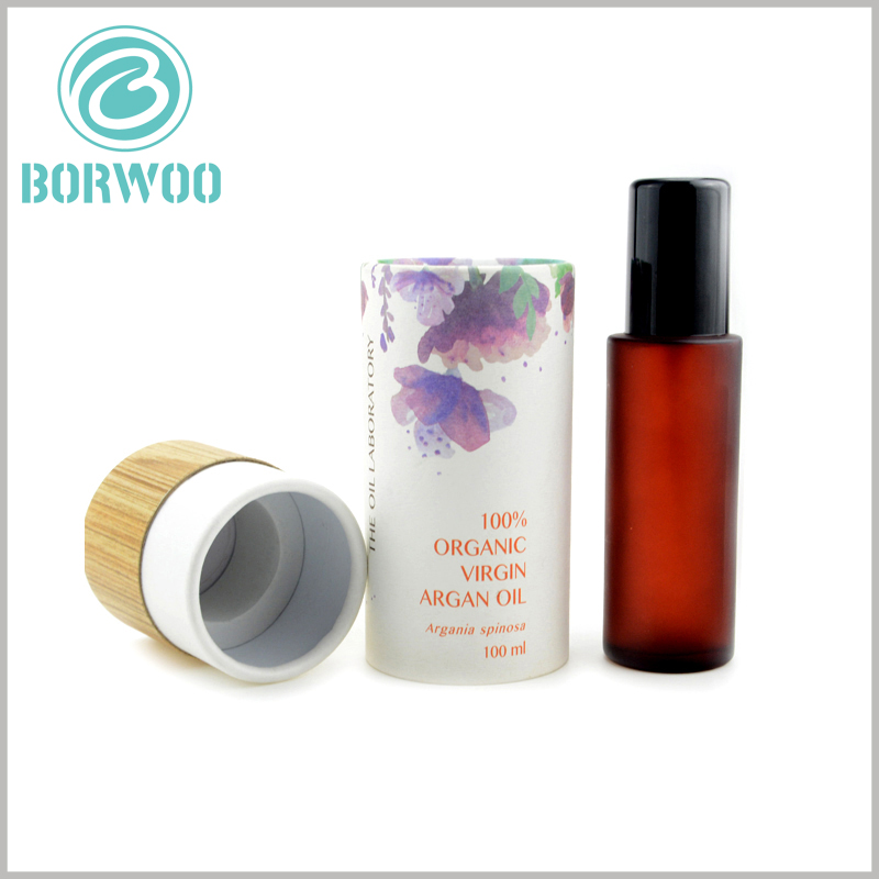 custom e-liquid paper tube packaging boxes for 100 ml essential oil.small round boxes with EVA insert wholesale