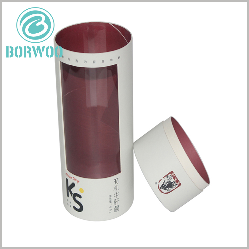custom food grade tube packaging boxes with window.it’s a whole food level PVC tube of 0.3mm thick to ensure the safety of foods inside.