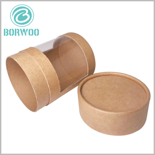 custom kraft paper tube packaging boxes with windows.no printed brown packaging wholesale