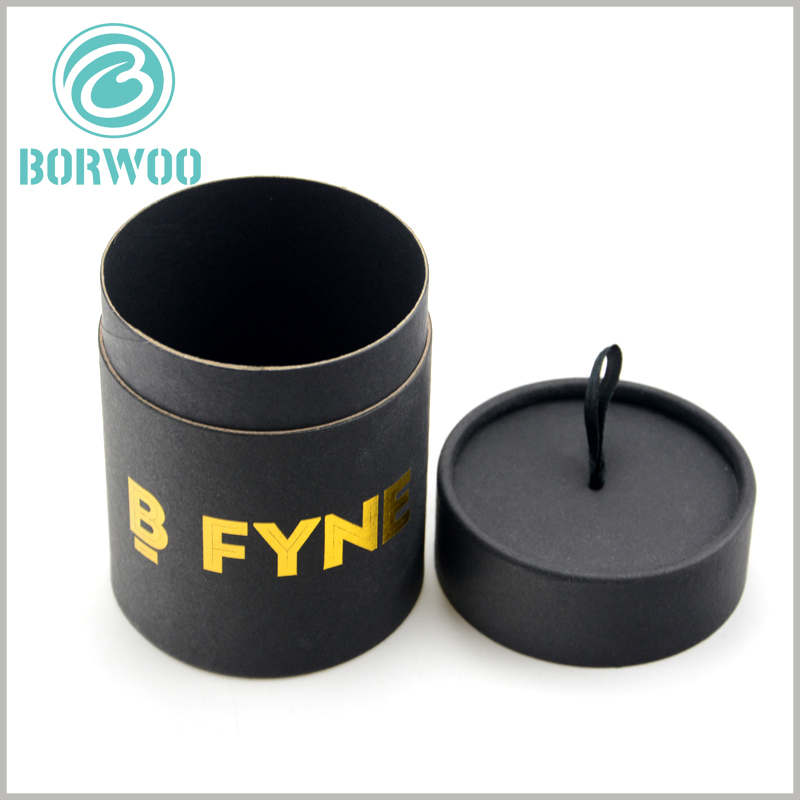 custom large black cardboard round tube packaging boxes.Custom boxes with bronzing logo,Suitable for shirt packaging or jewelry packaging