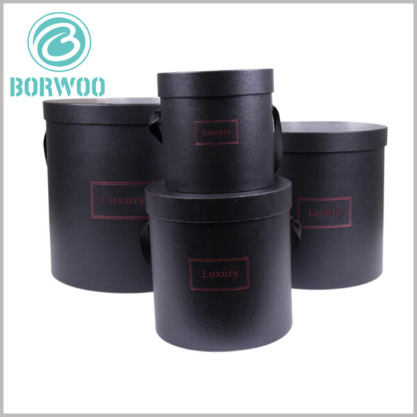 Black large round cardboard boxes with lids wholesale Tube boxes