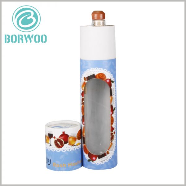 custom large cardboard round tube packaging with window for wine