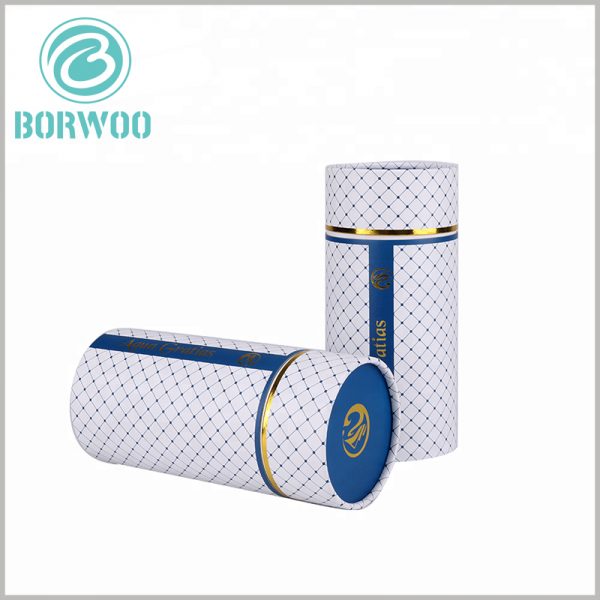 custom large cardboard tube packaging for shower filter.the LOGO and word contents are printed with gold hot stamp technic