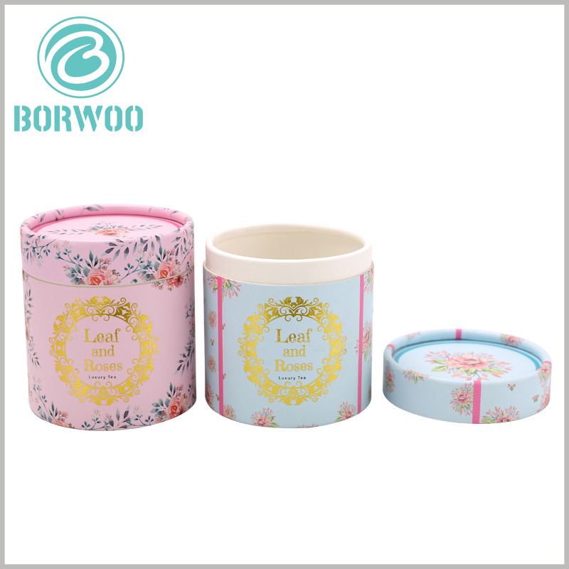 custom luxury fancy paper tube packaging for tea boxes.Four-color printing and hot stamping increase the richness of packaging display content