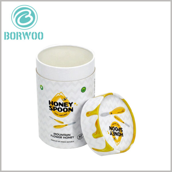 custom paper tube for honey spoon packaging. The thickness of the inner tube and outer tube of the customized cardboard tube is 0.8mm, and the total thickness of the paper tube is 1.6mm, which is very durable.