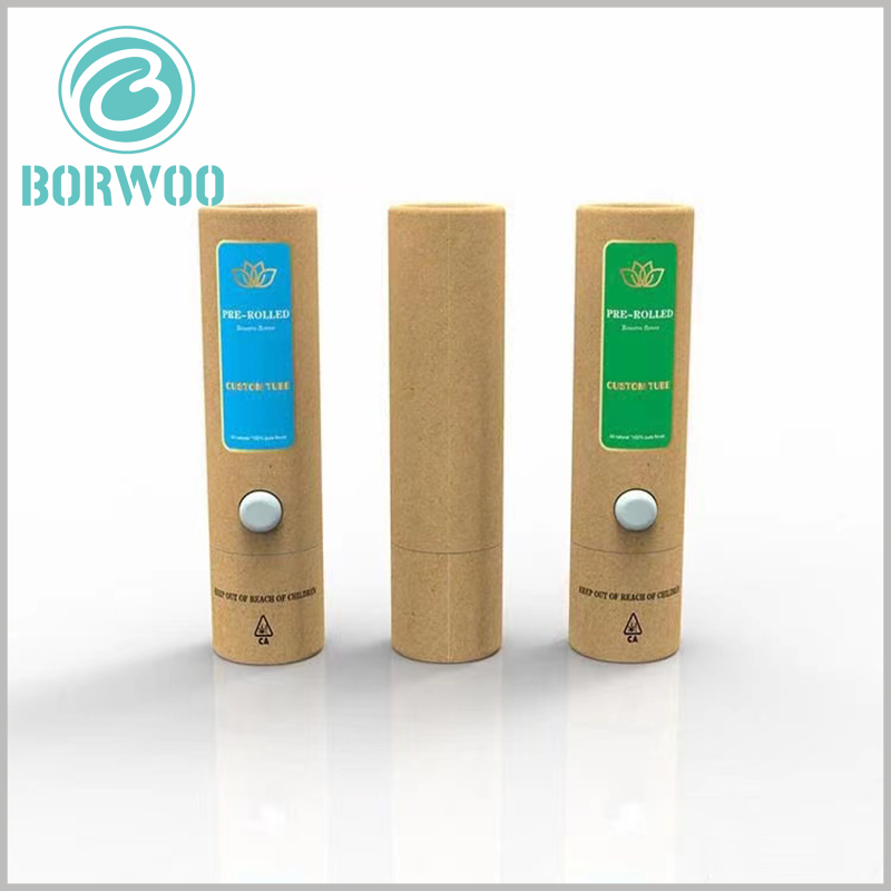 custom paper tube packaging with child resistant lock.The brown kraft paper tube packaging has a good visual sense and is one of the best choices for electronic cigarette packaging.