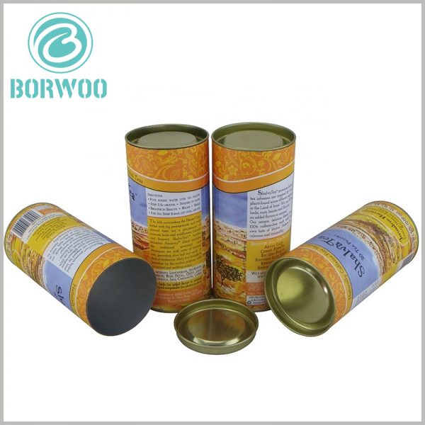 custom paper tube tea packaging boxes wholesale.Customized paper tubes tea packaging with metal lids, food grade tin foil on the inner wall of the paper tube can effectively isolate oxygen, moisture and other pollution