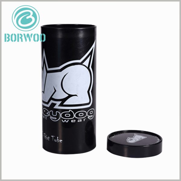 custom plastic tube packaging for t shirts boxes.high quality black product packaging
