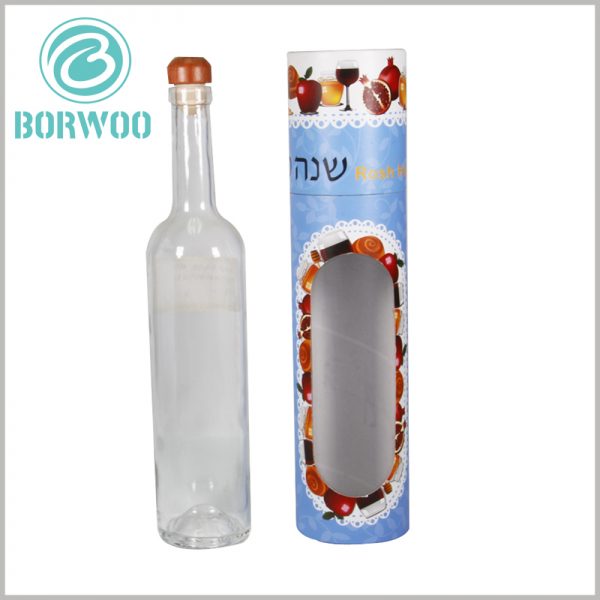 custom printed cardboard round tube packaging with windows for wine
