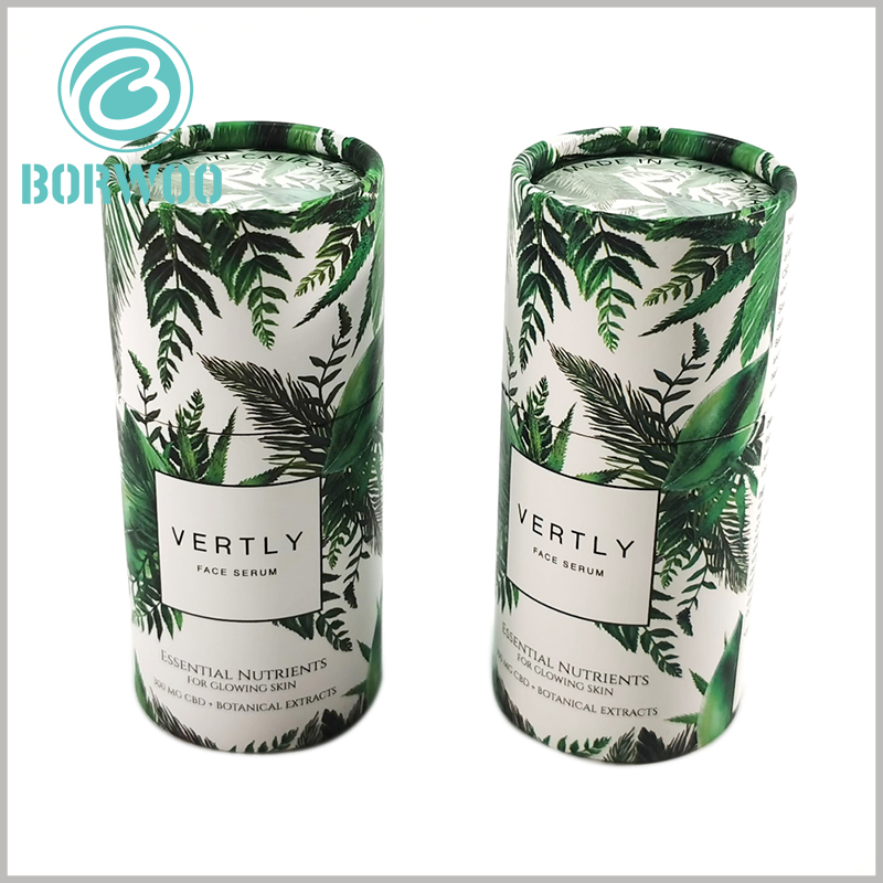 custom printed paper tube packaging for skin care product. Taking green as the packaging design concept of skin care products mainly reflects the environmental protection and pure natural characteristics of the products.