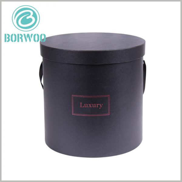custom quality black large round cardboard boxes with lids.The logo on the surface of the packaging will promote the promotion of brand awareness