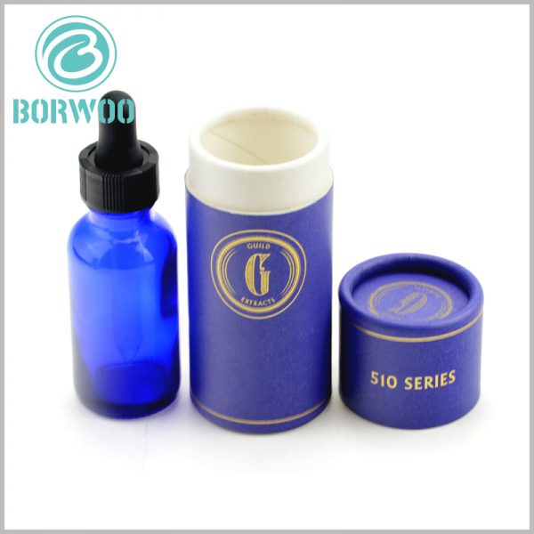 custom small cardboard tube packaging for 30ml essential oil boxes.Custom round packaging with bronzing logo for 30ml essential oil boxes