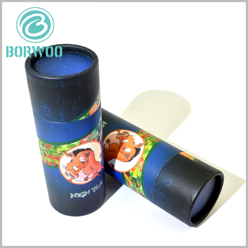 custom small paper tube packaging for tea boxes.On the outside, a 157g chrome paper is applied as to realize the rich content printing to give more decorative elements to this package.