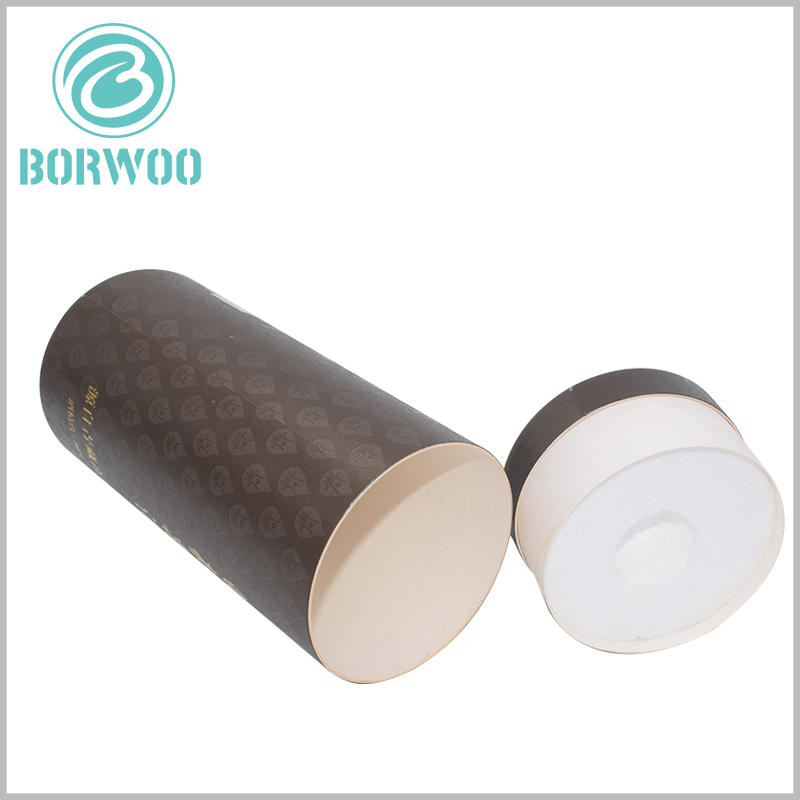 custom wine tube packaging boxes with insert. There is EVA on the top of the lid of the paper tube, which can fix the top of the red wine bottle and ensure that the bottle will not shake inside the package.