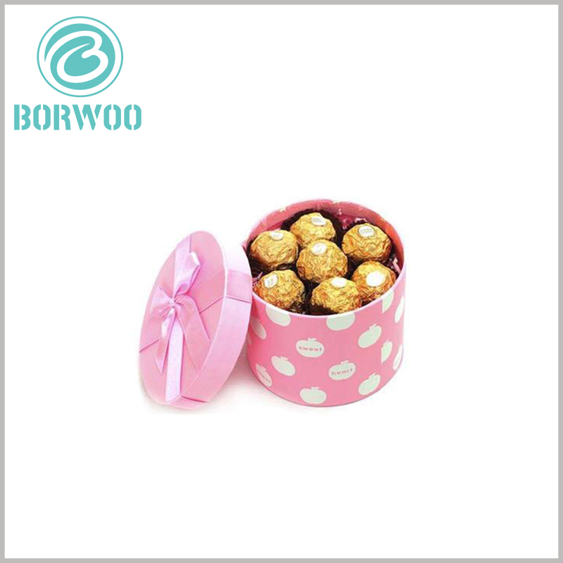cute pink round cardboard gift boxes for food wholesale.chocolate gift packaging for retail sale