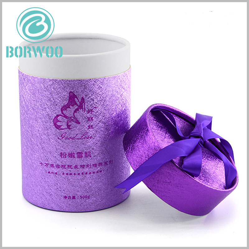 fashion cosmetic paper tube packaging box with ribbon