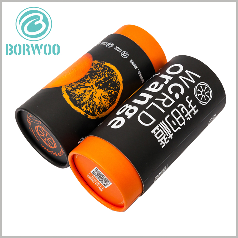 food grade tube packaging for dried oranges. If you want to improve product and brand recognition, you can print a QR code or barcode on the bottom of the paper tube package.