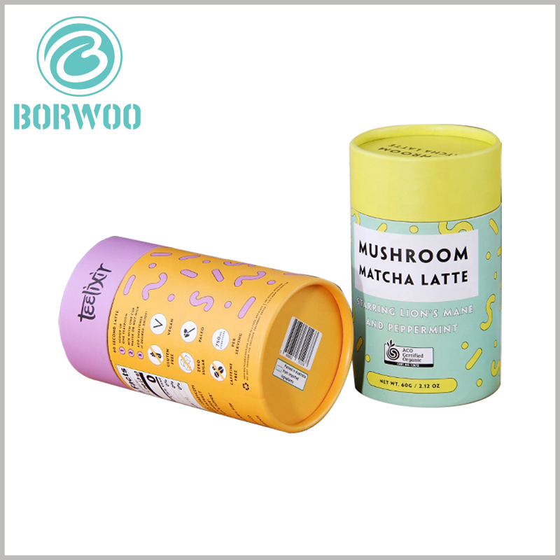 food tube packaging for latte powder.Bar codes are printed on the bottom of the paper tube packaging to identify the authenticity of products and brands.