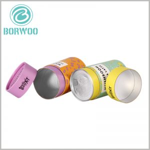 food tube packaging for matcha latte powder.The inner side of the custom paper tube package, even the inner side of the lid, has aluminum foil paper, which can improve the internal dryness of the package and the sealing effect of the package.
