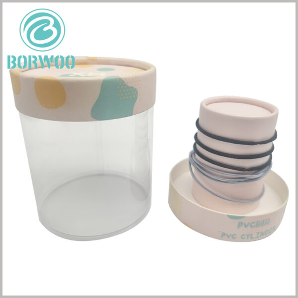 Hair band packaging tube wholesale, the upper and lower paper lids of the plastic tube packaging can be printed with content to promote products and brands.
