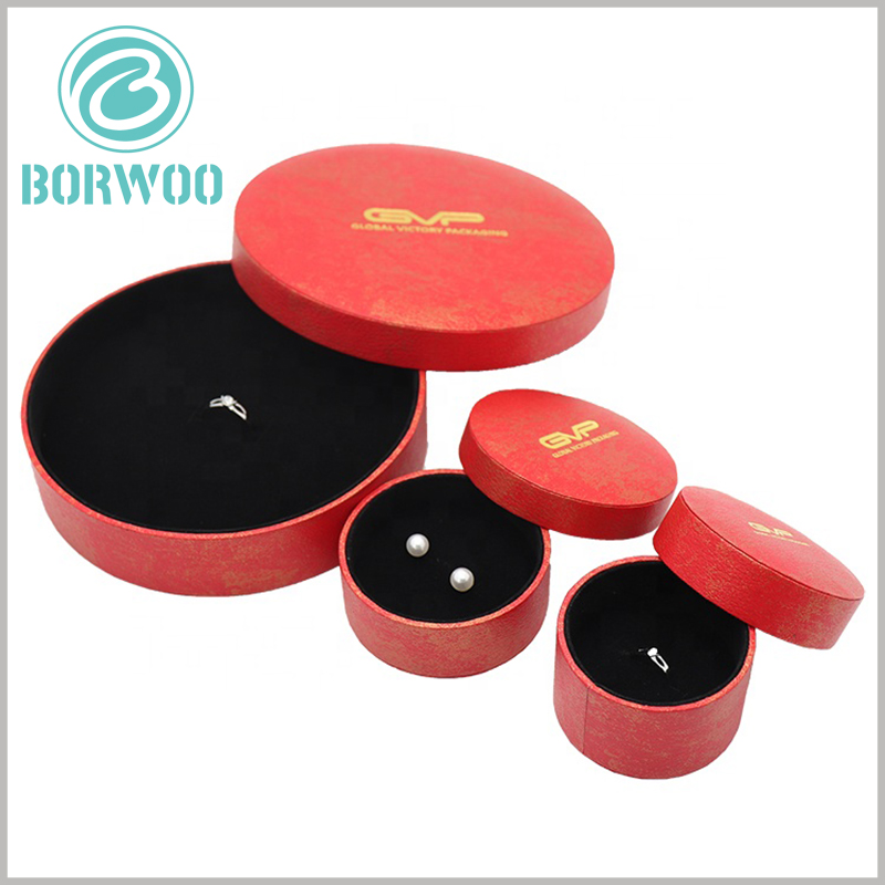 high-end red cardboard round boxes packaging for jewelry.Depending on the type of jewelry, such as rings, earrings and necklaces, different paper tube sizes can be selected.