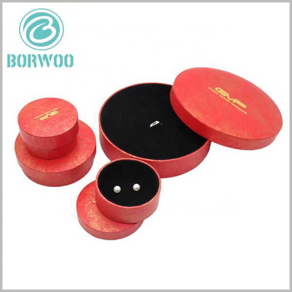 high-end red cardboard tube boxes for jewelry packaging wholesale.Laminated black flocking EVA inside the box to protect the ring