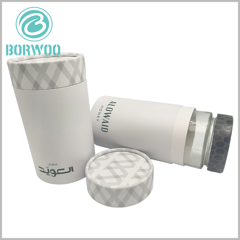 Honey jar packaging tube boxes, the size of the paper tube packaging can be customized, the product can be completely matched with the packaging