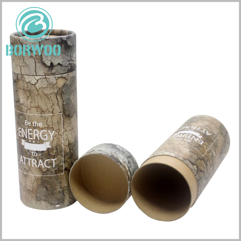 imitation wood paper tube packaging design.Custom tube packaging design can achieve personalization and brand effect.