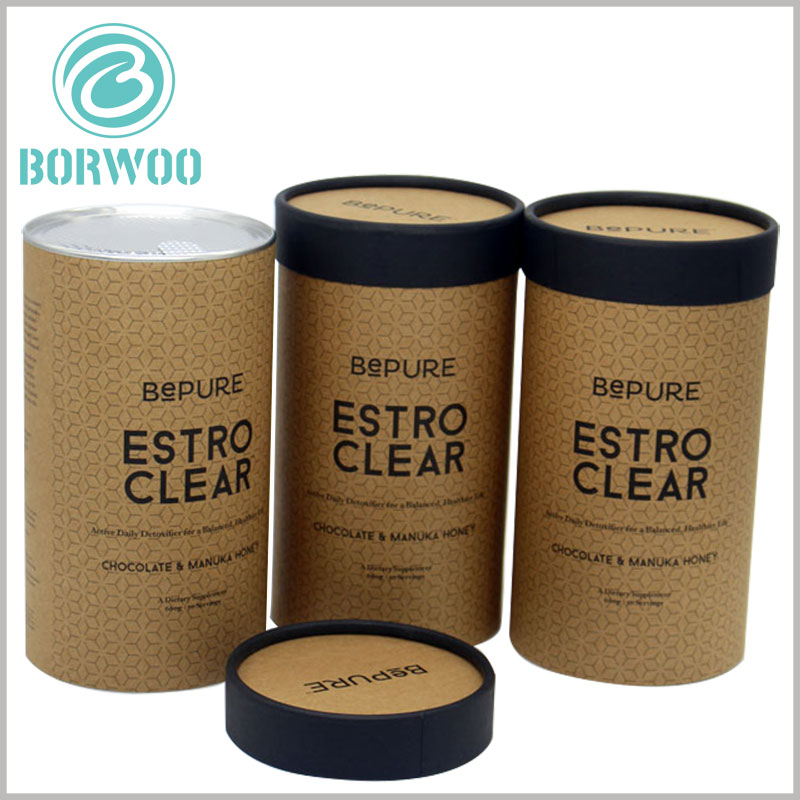 kraft paper chocolate tube packaging with foil cover and paper lid. The easy-to-tear foil cover is very fragile. You can use a paper cover to protect the foil cover, and re-encapsulate and protect the unsealed food tube packaging.