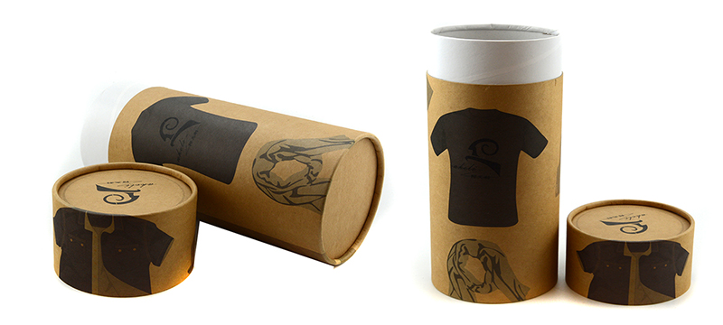 Kraft paper T shirt tube packaging, printed the shirt style on the kraft paper packaging, attractive to consumers